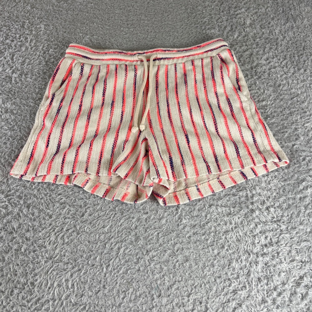Lou & Grey Striped Lounge Shorts Pink Navy Cream Drawstring Knit Womens Medium
